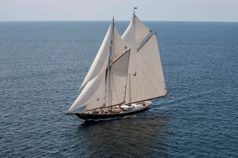 The 141' schooner Columbia under full sail